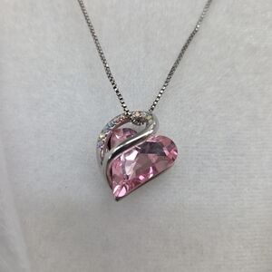 18K Gold Plated Rose Pink Infinity Love Heart Pendant Necklace 19"